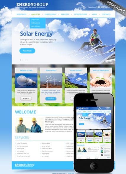 "Солнечная энергия" шаблон сайта для Joomla