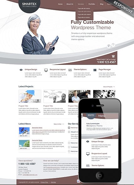 "Бизнес корпорация" Wordpress шаблон сайта компании
