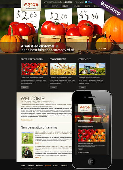 "Сельскохозяйственные продукты" шаблон сайта HTML
