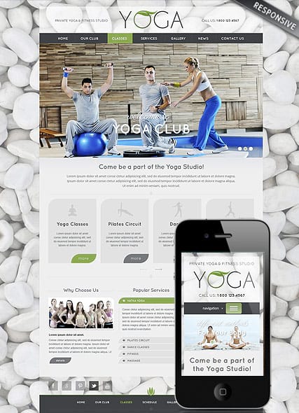 Шаблон сайта для клуба йоги "Yoga Club" с админкой