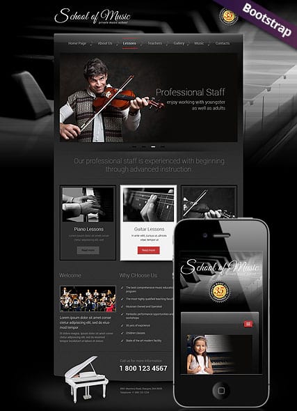 "Music School" шаблон сайта музыкальной школы