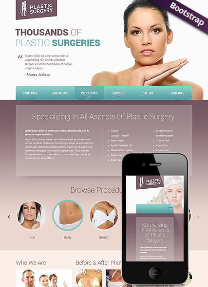 "Пластическая операция" HTML шаблон сайта для клиники пластической хирургии