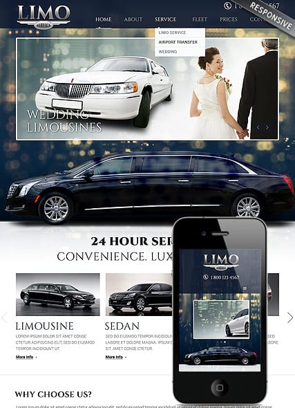"Лимузин для вас" шаблон сайта по прокату лимузинов HTML