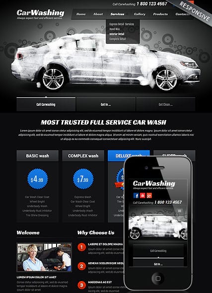 Шаблон сайта автомойки "Мойка автомобилей" HTML-шаблон