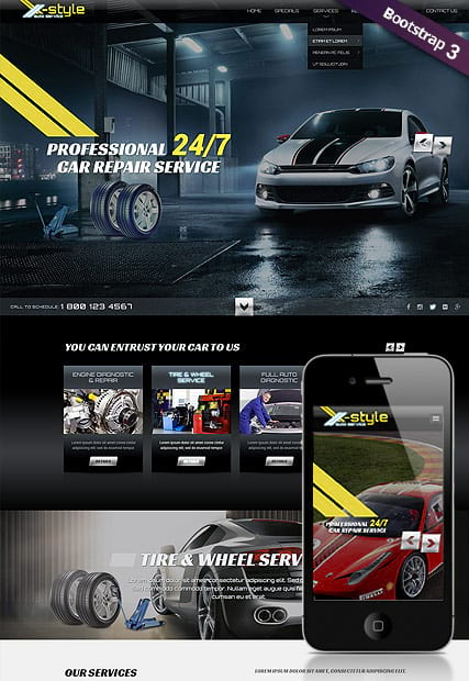 "Автосервис" шаблон сайта по ремонту автомобилей в HTML