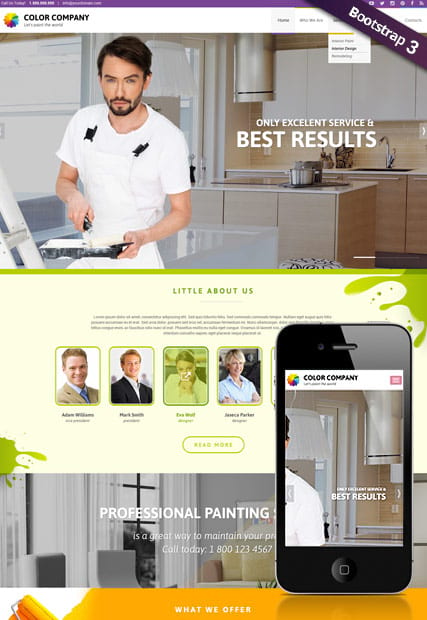 "Paint" шаблон сайта по ремонту и отделки помещений в формате HTML