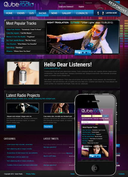 Шаблон сайта для радиостанции "Radio ST" для Joomla