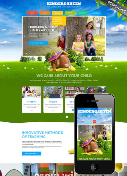 "Детский сад" шаблон сайта HTML с ярким адаптивным дизайном