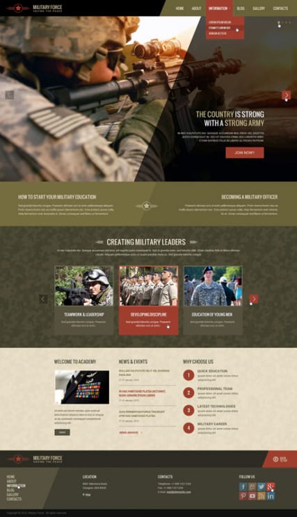 Шаблон сайта военной тематики "Military" для Wordpress