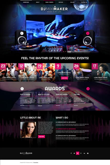 Шаблон сайта для диджея HTML "DJ Music" Bootstrap HTML