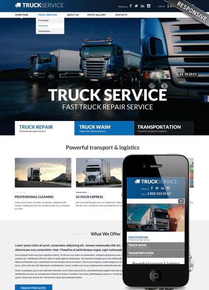 Шаблон сайта по грузоперевозкам "Truck Service" для CMS Joomla