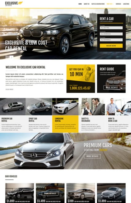 "Авто напрокат" шаблон сайта аренды автомобилей