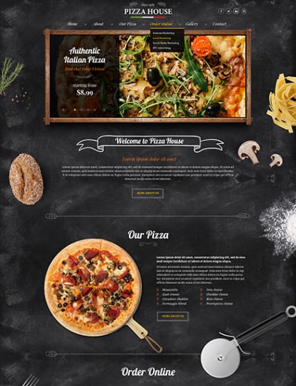 "Пицца Хаус" шаблон сайта пиццерии в итальянском стиле