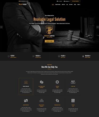 "Адвокат" шаблон юридического сайта в темных тонах