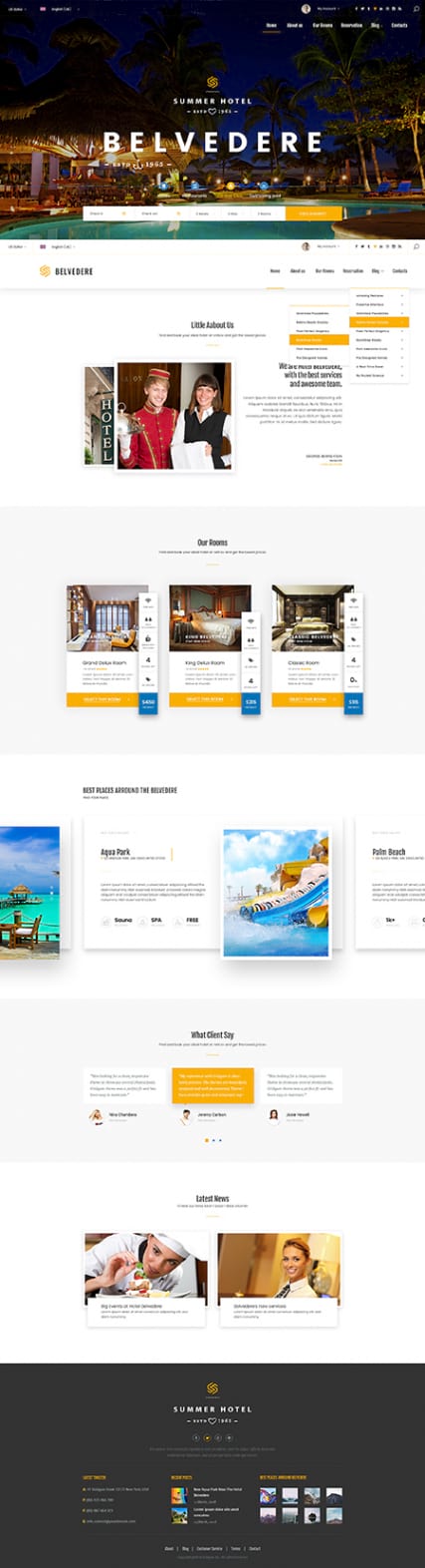 "Ваш Отель" шаблон сайта гостиничной тематики HTML адаптивный