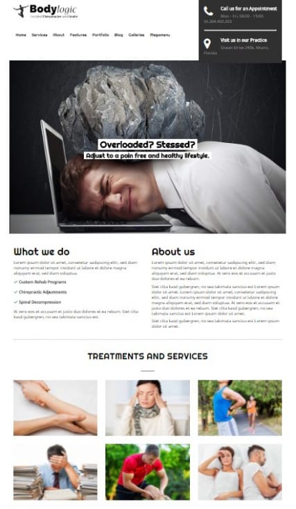 Готовый шаблон сайта для остеопата, костоправа "Остеопатия"