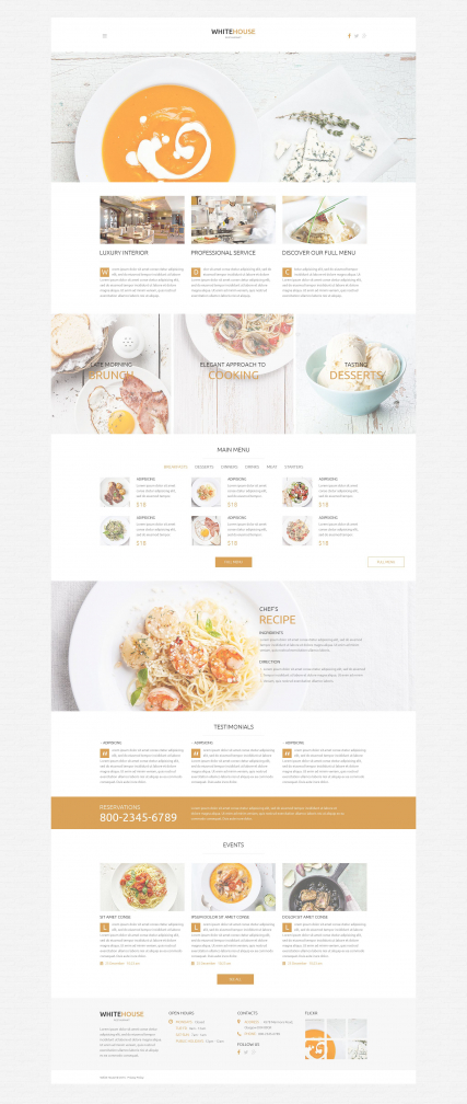 "Кафе и рестораны" готовый шаблон сайта для Wordpress