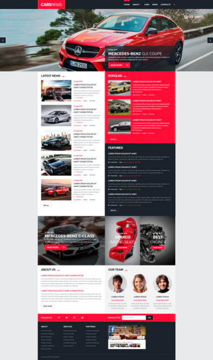 Шаблон сайта "Автомобильные новости" для Joomla