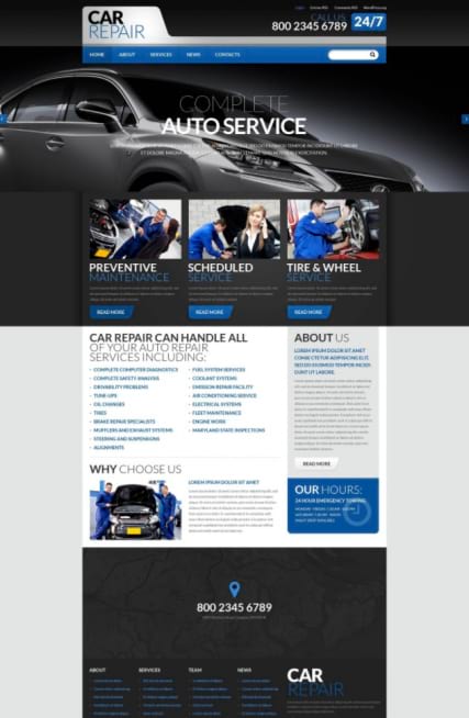 "Автомобили и ремонт" шаблон сайта Wordpress