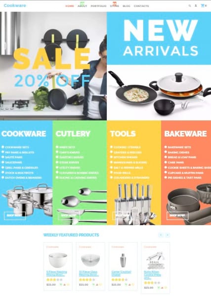 "Посуда" шаблон магазина товаров для дома WooCommerce