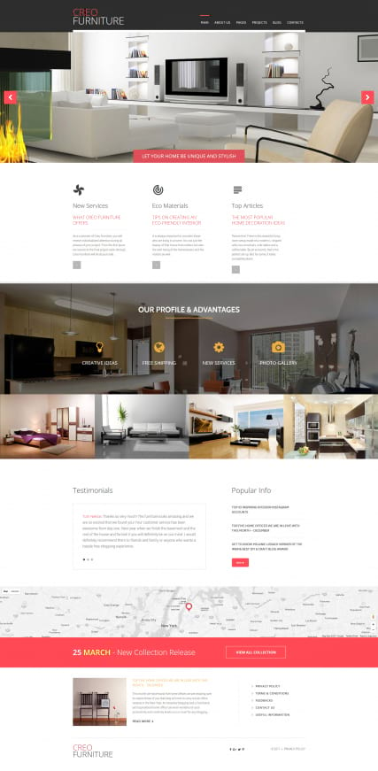 "Эксклюзивная мебель" шаблон сайта для Joomla