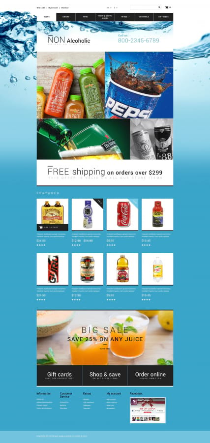 "Безалкогольные напитки" адаптивный шаблон интернет-магазина OpenCart