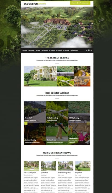 "Ecodesign" шаблон сайта ландшафтный дизайн для Wordpress