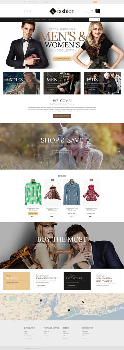Шаблон магазина одежды на OpenCart с адаптивным дизайном