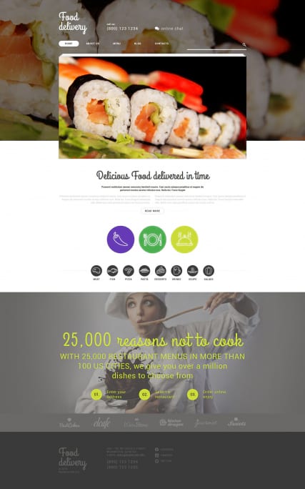 "Доставка еды" шаблон сайта доставка суши для Wordpress