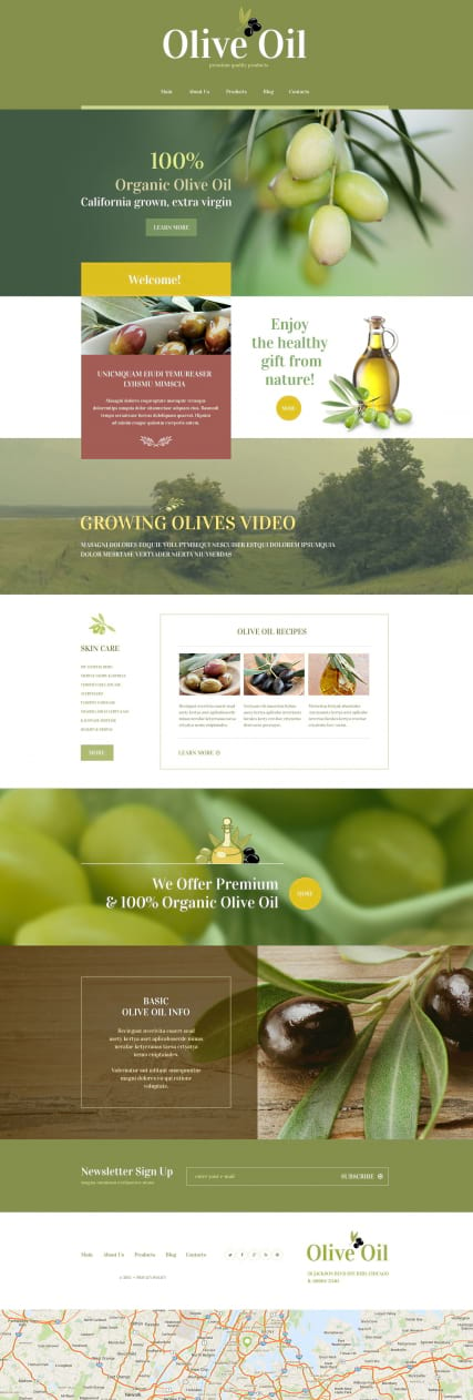 Шаблон промо сайта оливкового масла для WordPress