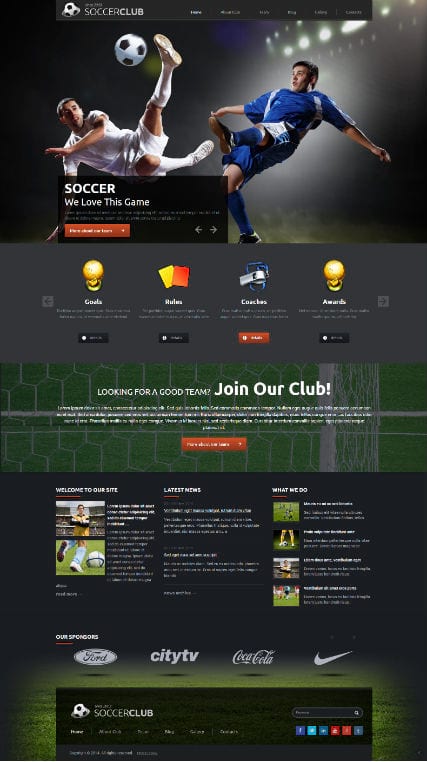 Спортивный шаблон сайта "Футбольный клуб" адаптивный для Wordpress
