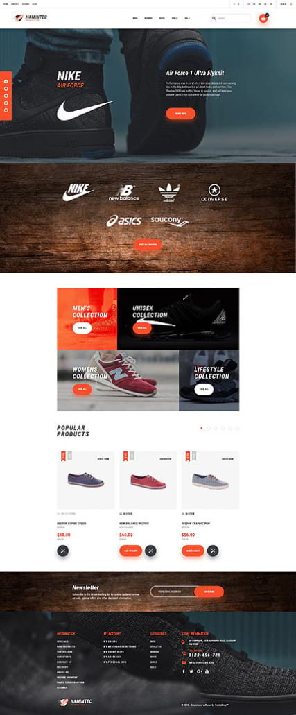 "Спортивная обувь" шаблон магазина кроссовок для PrestaShop