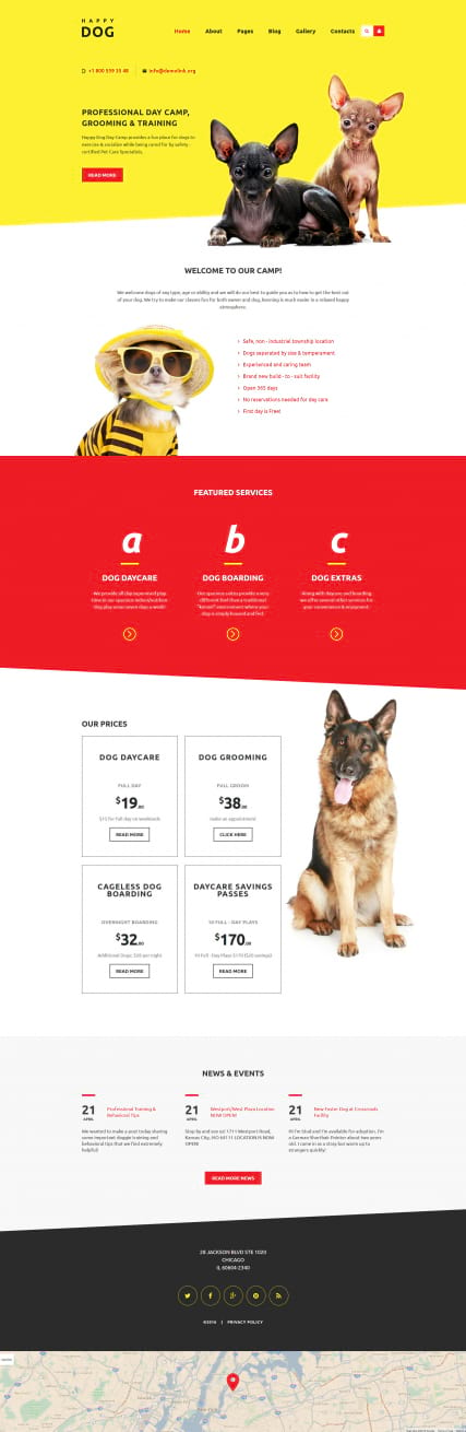 "Счастливый пес" шаблон сайта клуба для собак, питомника