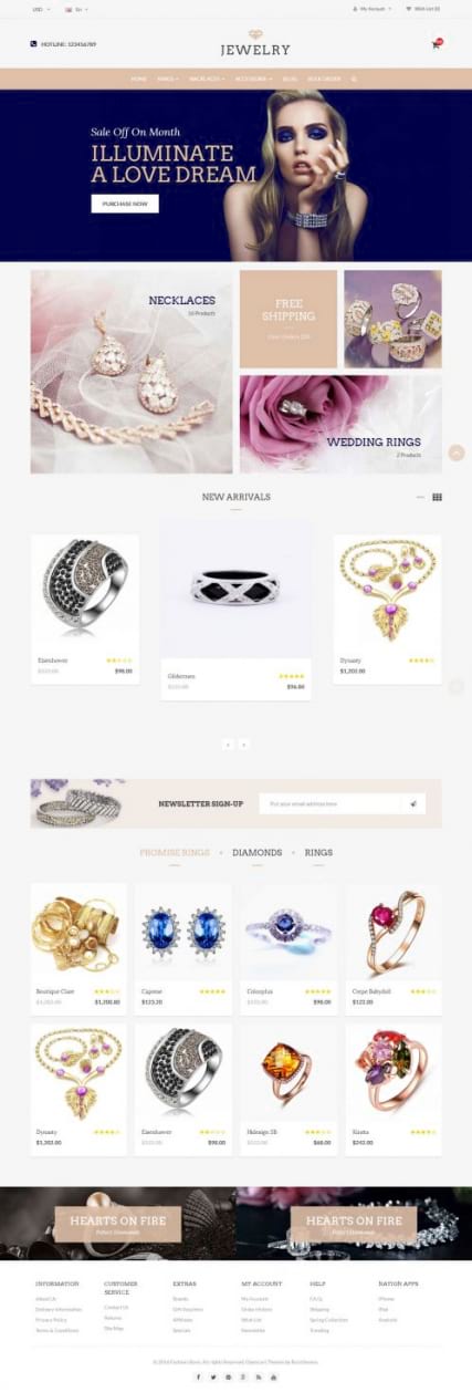 "Amazing Jewelry"  стильный шаблон ювелирного интернет-магазина