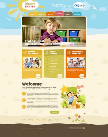 "Kindergarten" шаблон сайта детского сада на Wordpress