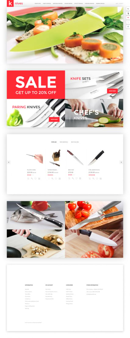 "Ножи для кухни" шаблон сайта магазина ножей