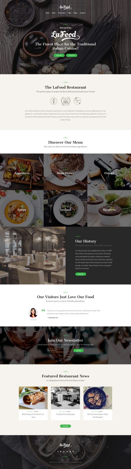 "Итальянский ресторан" шаблон сайта итальянской кухни