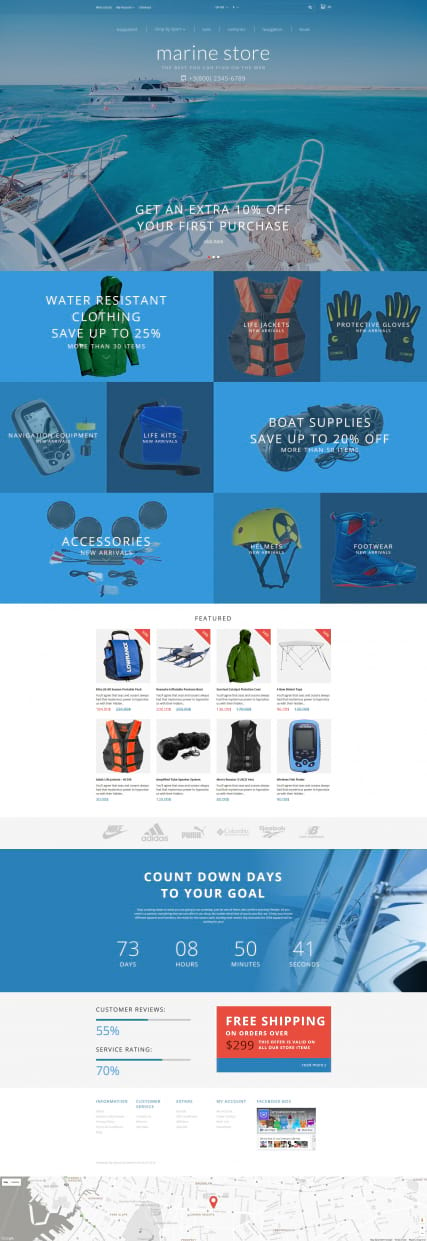 OpenCart шаблон интернет-магазина товаров для водного спорта