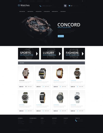 "Магазин часов" шаблон сайта для OpenCart