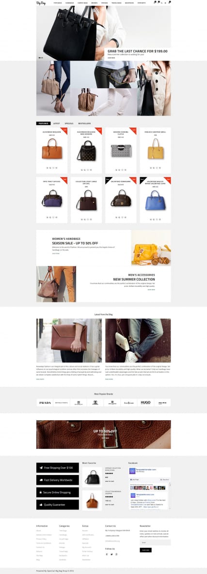 Шаблон магазина сумок "Модные сумки online" OpenCart