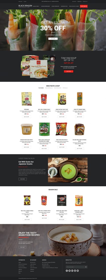 "Еда" шаблон интернет магазина продуктов питания для Opencart