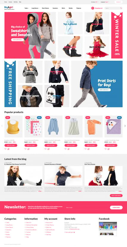 Шаблон сайта "Детская одежда" для создания интернет магазина