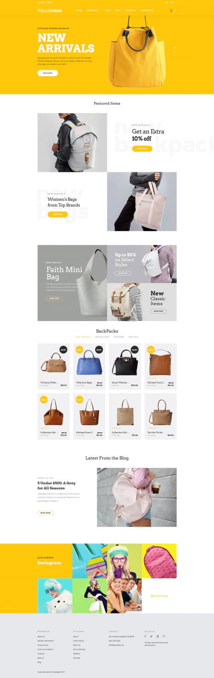 Интернет магазин сумок шаблон сайта под CMS Opencart