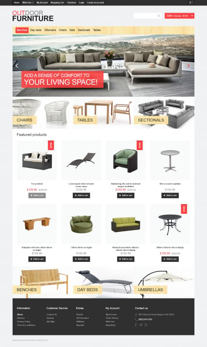 "Комплекты мебели" шаблон сайта для OpenCart