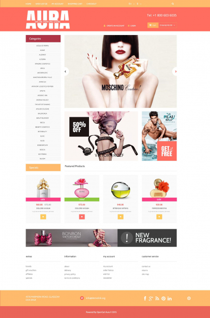 "Магазин парфюмерии" шаблон интернет-магазина на OpenCart