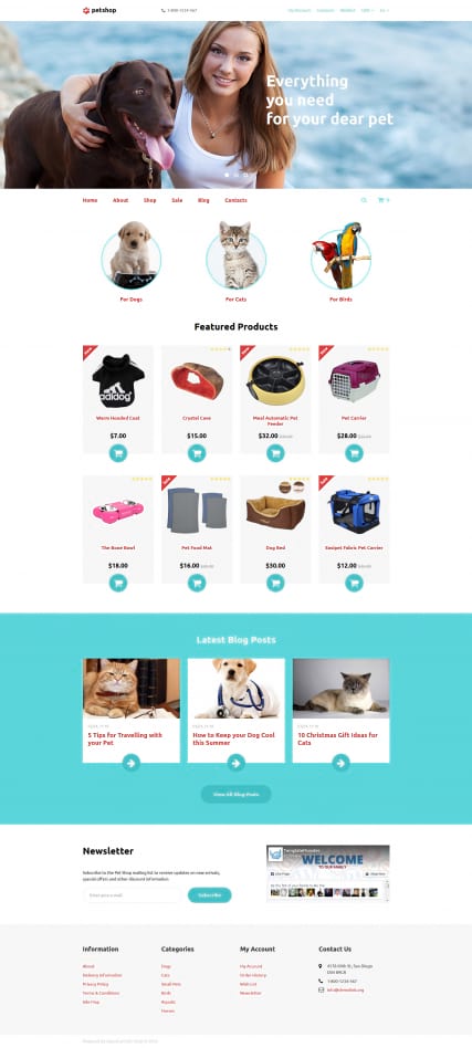 Шаблон интернет-магазина товаров для животных "Питомцы"