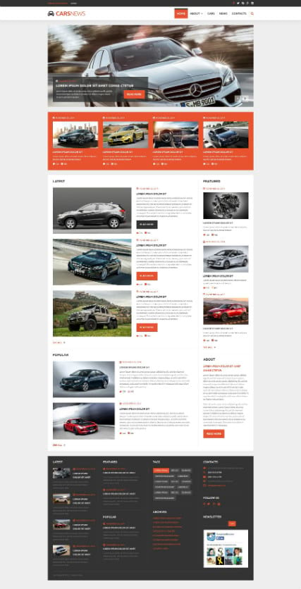 Шаблон сайта авто портала "Автомобильные новости" для Joomla