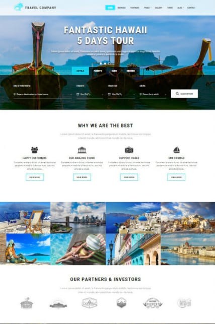 "Travel Company" Bootstrap шаблон сайта путешествий с параллакс эффектом