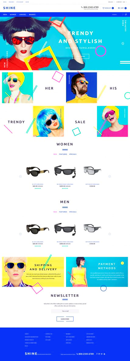 Шаблон для интернет-магазина "Солнечные очки" для OpenCart