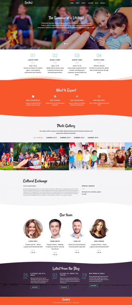 Шаблон сайта детского летнего лагеря для CMS Joomla